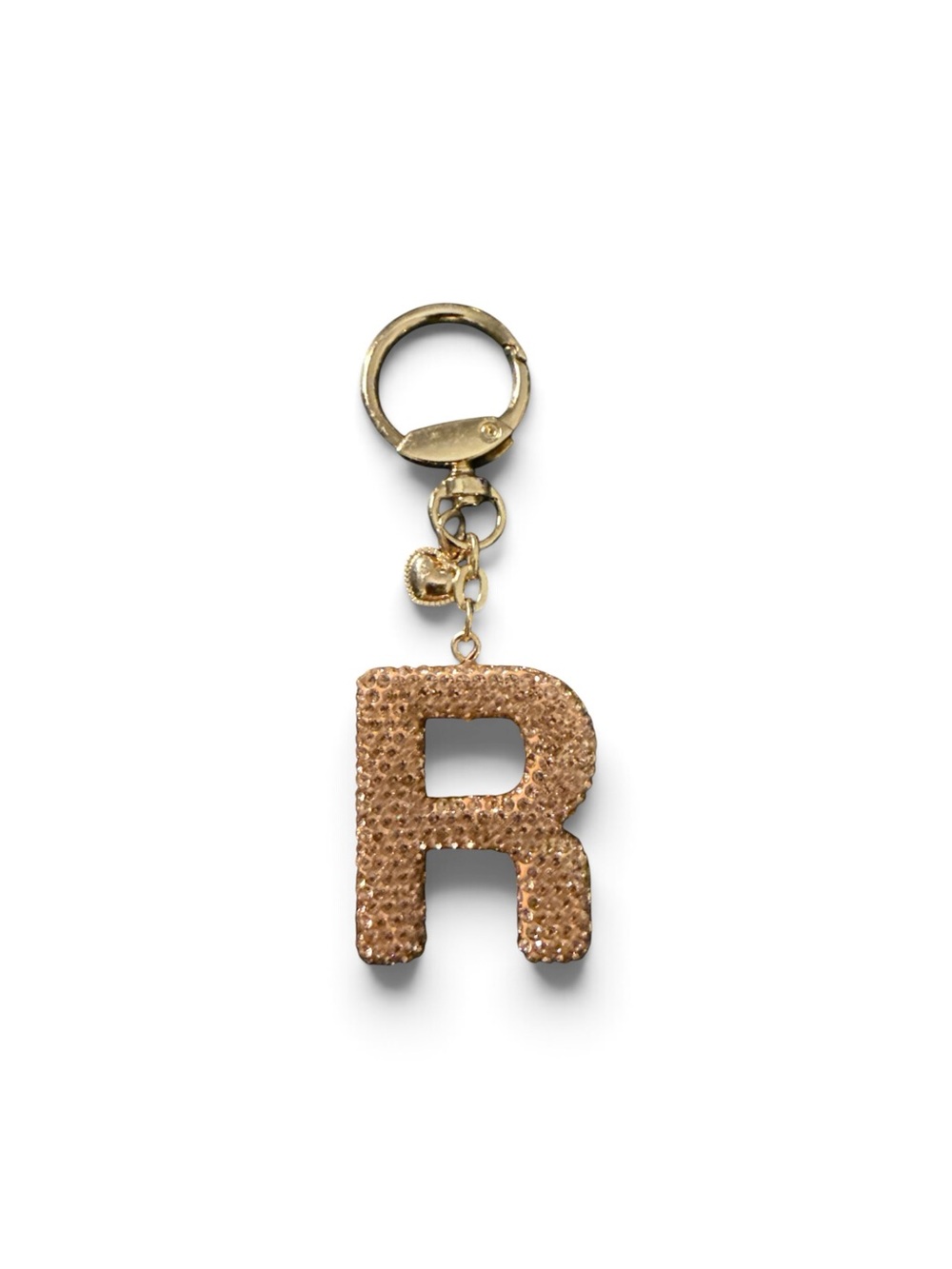 Gold Crystal 'R' Key Charm Keyring